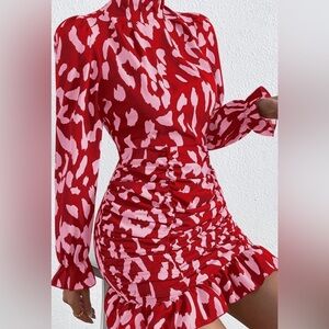 Pink and Red ruched mini